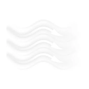 Air flow, white wave arrows showing wind direction of air movement, vector Illustrazione stock