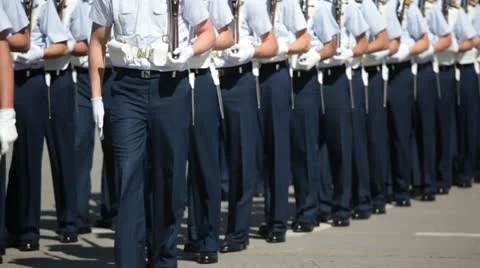Air Force Cadets in a Parade Stock Footage 12018251