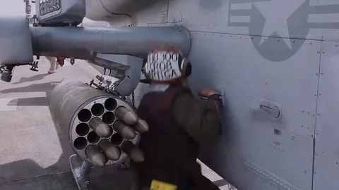 Air Force engineer checking aircraft status Stock Footage 84510834