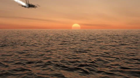 Air Force Fighter Jets Flying Across An Ocean Sunset With Vapor Trails 스톡 동영상 52566853