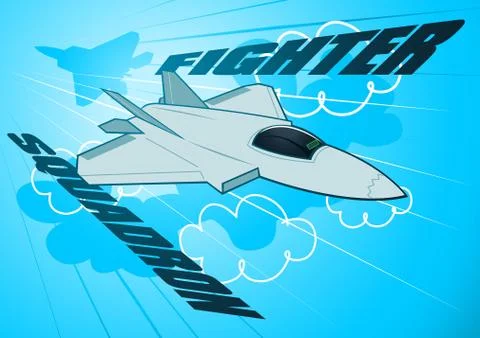 Air force jet fighter squadron in the sky Stock Illustration