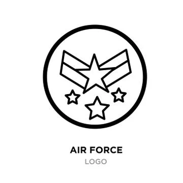 Air force logo images, linear Military emblem icon image with stars, vector i Stock Illustration