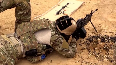Air Force, Machine Gun Shooting on Target Stock Footage 121891202