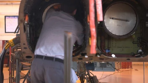Air Force Mechanics Work On T-38 Talon Fighter Jet 09 Video stock 127995123