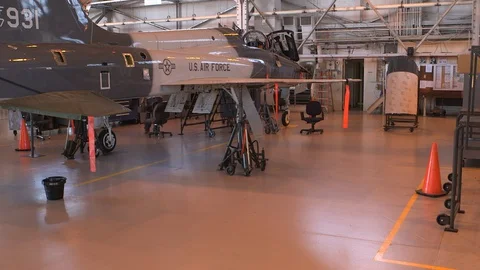 Air Force Mechanics Work On T-38 Talon Fighter Jet 11 Stock Footage 127995131