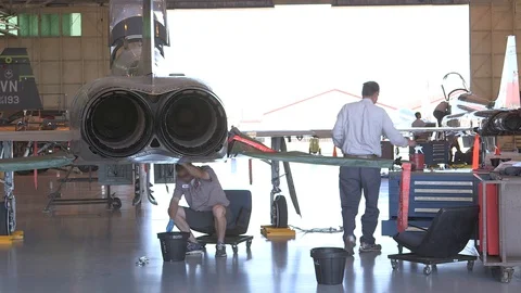 Air Force Mechanics Work On T-38 Talon Fighter Jet 20 Stock Footage 127995211