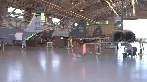 Air Force Mechanics Work On T-38 Talon Fighter Jet 24 Stock Footage 127995282