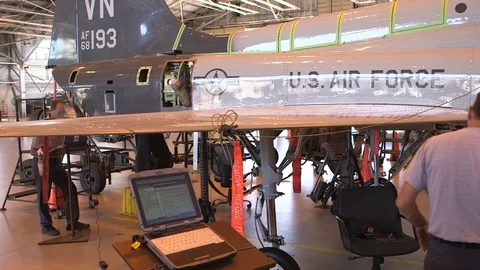 Air Force Mechanics Work On T-38 Talon Fighter Jet 25 Stock Footage 127995283