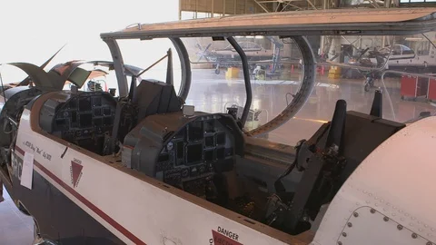Air Force Mechanics Work On T-6 Texan Aircraft 02 Stock Footage 127995314