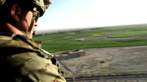 Air Force Medic flies over Afghanistan (HD) c Stock Footage 686833