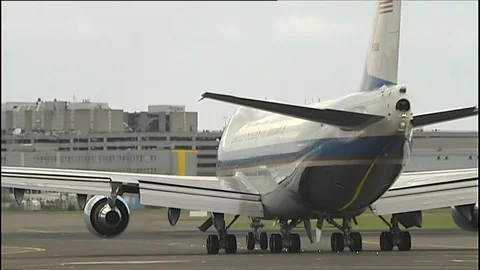 Air Force One approaches runway and prepares for take off Stock Footage 73398906