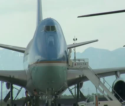 Air Force One with mountains in the background Stock Footage 21677737