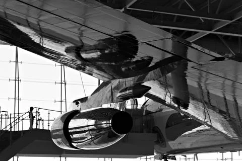 Air Force One Wing and Engine 스톡 사진