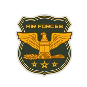 Air forces heraldic icon, shield, eagle and arrows Stock Illustration