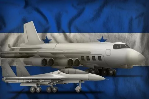 Air forces on the Honduras flag background. Honduras air forces concept Stock Illustration
