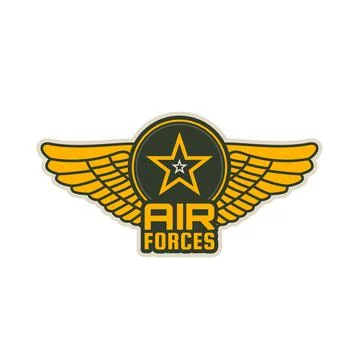 Air forces patch icon of wings, shield and star Stock Illustration