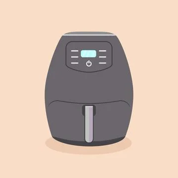 Air fryer kitchen vector flat design isolated on peach background. Fry bakery co Stock Illustration