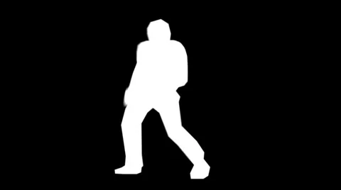 Air Guitarist Silhouette Stock Footage