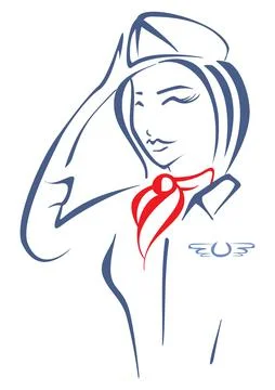 Air hostess in cap Stock Illustration