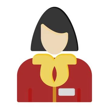 Air hostess icon in Flat Style. Color Fill Stock Illustration