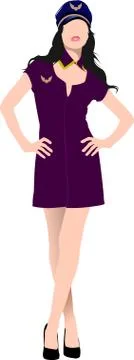 Air hostess isolated on white background. Stewardess. Vector illustration Stock Illustration