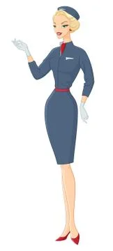 Air hostess vector illustration isolated on white background Stock Illustration
