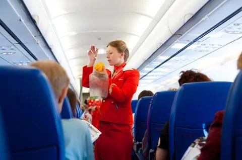 Air hostess at work 库存照片
