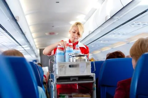 Air hostess at work Stock Photos