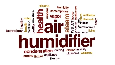 Air humidifier animated word cloud, text design animation. Stock Footage