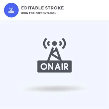 On Air icon vector, filled flat sign, solid pictogram isolated on white, logo Illustrazione stock