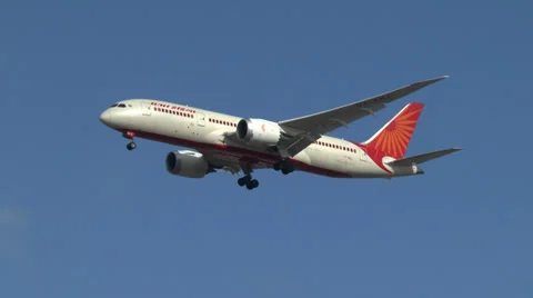 Air India Boeing 787-8 Dreamliner on final approach, London Heathrow Airport. Stock Footage