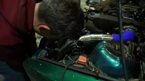 Air intake system on a drift car with a turbo engine Vidéo 235679134