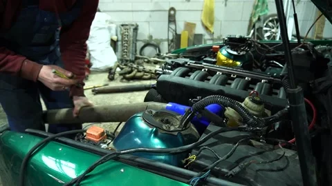 Air intake system on a drift car with a turbo engine Vidéo 235679387