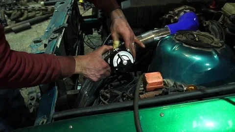 Air intake system on a drift car with a turbo engine 動画素材 235679388