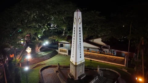 Air Itam War Memorial Park Monument Illuminated at Night Stock Footage 345444920