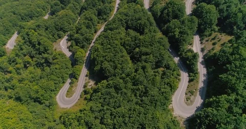 Air landscape on a winding road Stock Footage