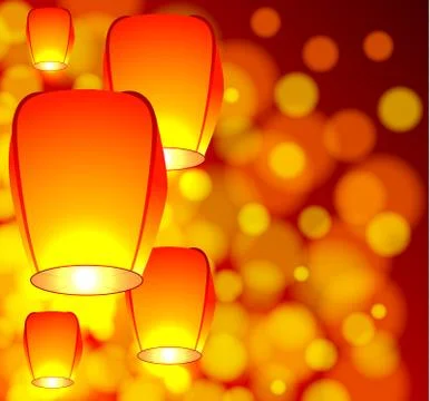 Air lanterns in the sky Illustrazione stock