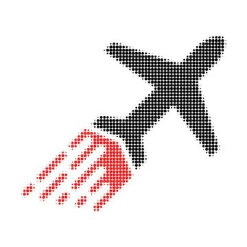 Air Liner Halftone Dotted Icon with Fast Rush Effect Stock Illustration