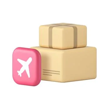 Air logistic mail cargo postal parcel delivery airmail service 3d icon realis Illustrazione stock