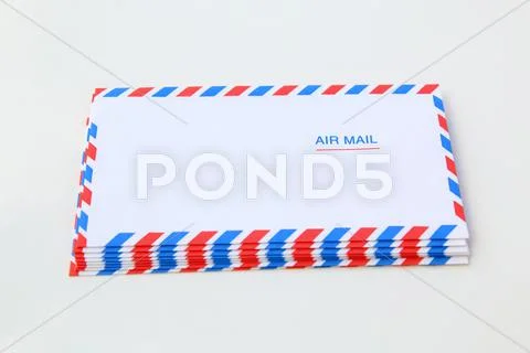Air mail correspondence letter over white Stock Photos
