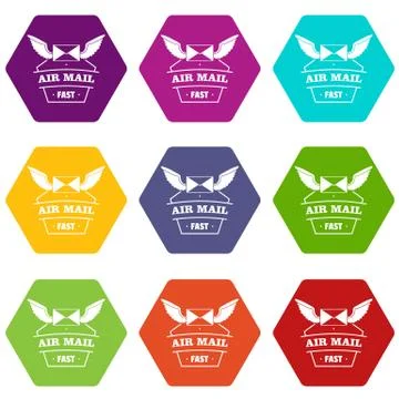 Air mail icons set 9 Illustration