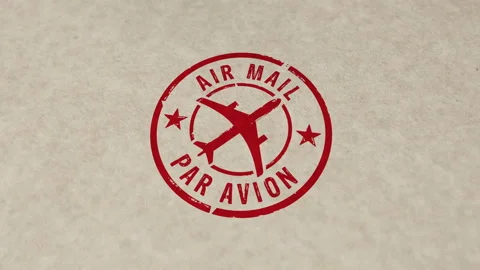Air Mail post stamp and stamping symbol animation Stock Footage 166004436