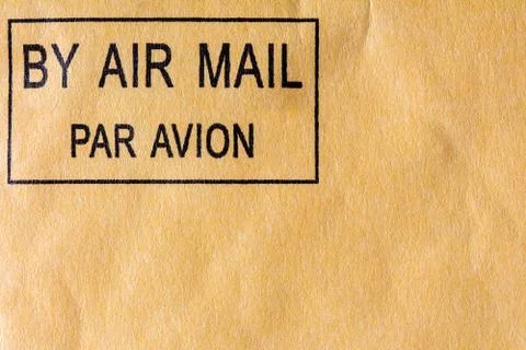 Air mail stamp on envelope Stock Photos