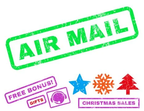 Air Mail Text Rubber Seal Stamp Watermark with Bonus Stock Illustration