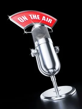 ON AIR microphone on black background Stock Illustration