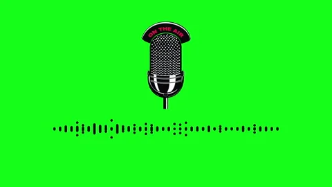 On air microphone with music visualizer audio spectrum for podcast Video stock 260486975