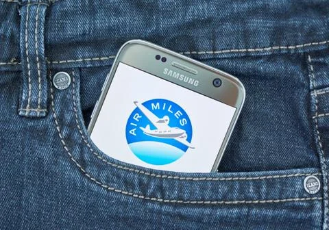 Air Miles mobile application on screen of Samsung Stock Photos