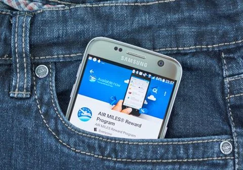 Air Miles mobile application on screen of Samsung Stock Photos
