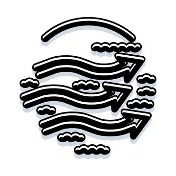 Air movement with arrows and clouds icon Stock Illustration