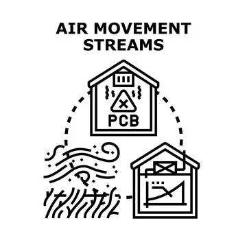 Air movement streams pollution ventilation system concept Stock Illustration